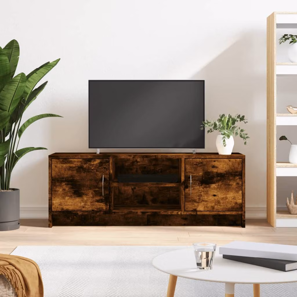 Mobile TV vidaXL in legno multistrato color rovere fumo, L 102 cm x P 30 cm x H 37,5 cm