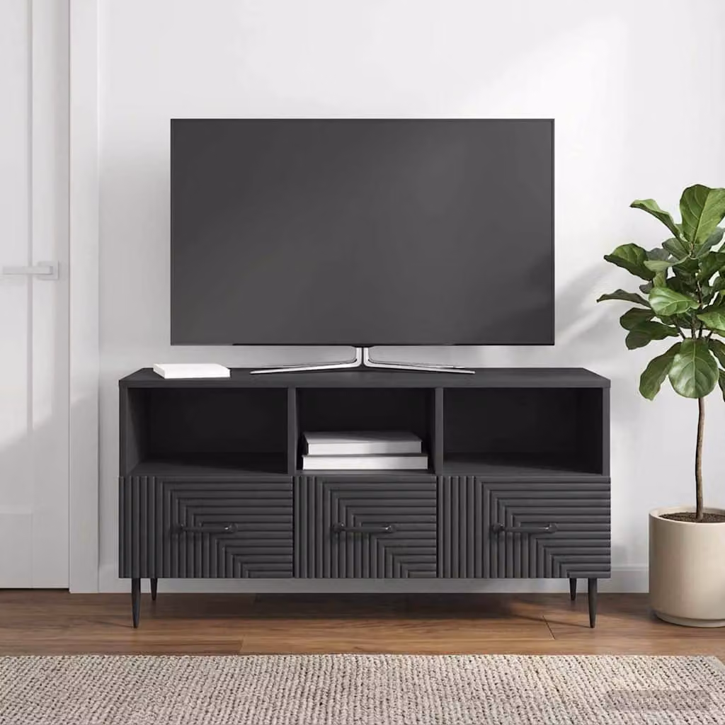 Mobile TV vidaXL Nero con compartimenti media in legno ingegnerizzato e metallo L 102 cm x P 34,5 cm x H 50 cm