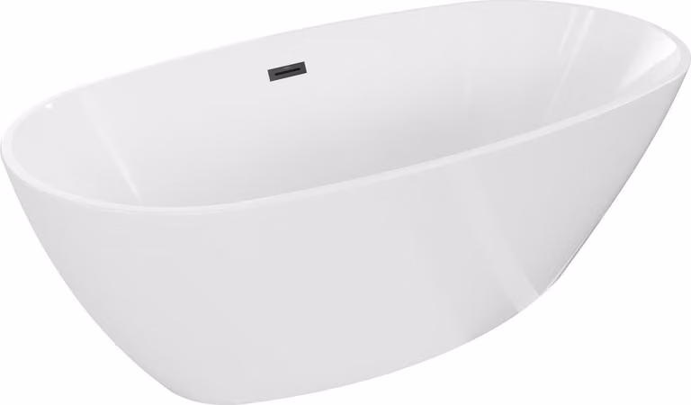Mexen Eris vasca da bagno freestanding 170 x 80 cm, bianca, troppopieno nero - 53441708000-70
