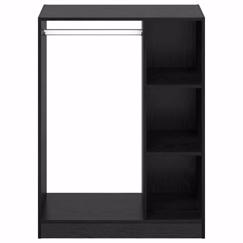 Armadio moderno HELLOSHOP26 in legno composito rovere nero con ripiani e appendiabiti L: 77 cm, P: 48 cm, H: 102 cm – 2