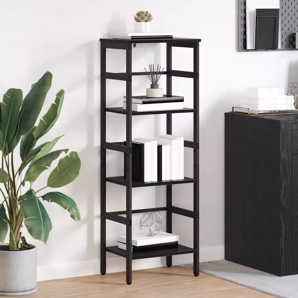 Libreria industrial a 3 livelli vidaXL in metallo e MDF nero L 40 cm x P 29,5 cm x H 115 cm