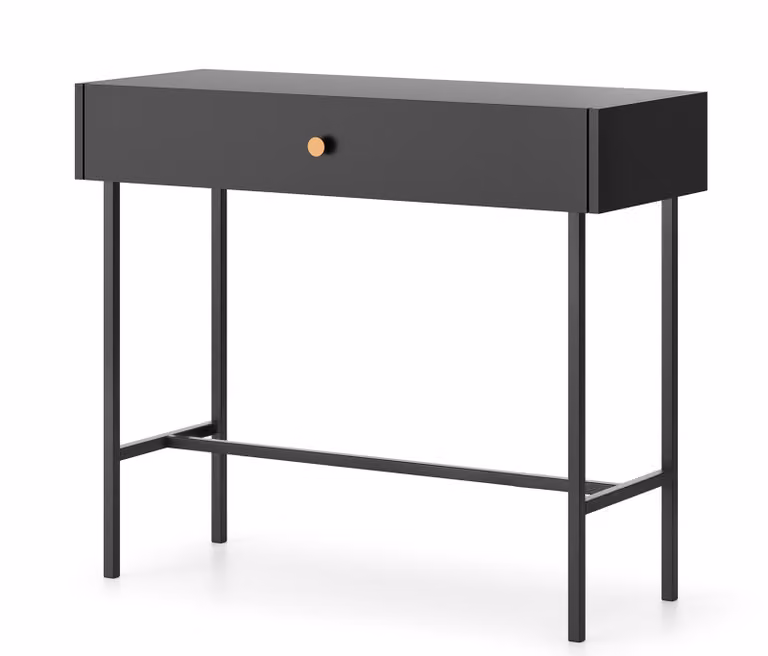 AX LIVING Tavolino con cassetti Dinley 93 cm nero su struttura in metallo