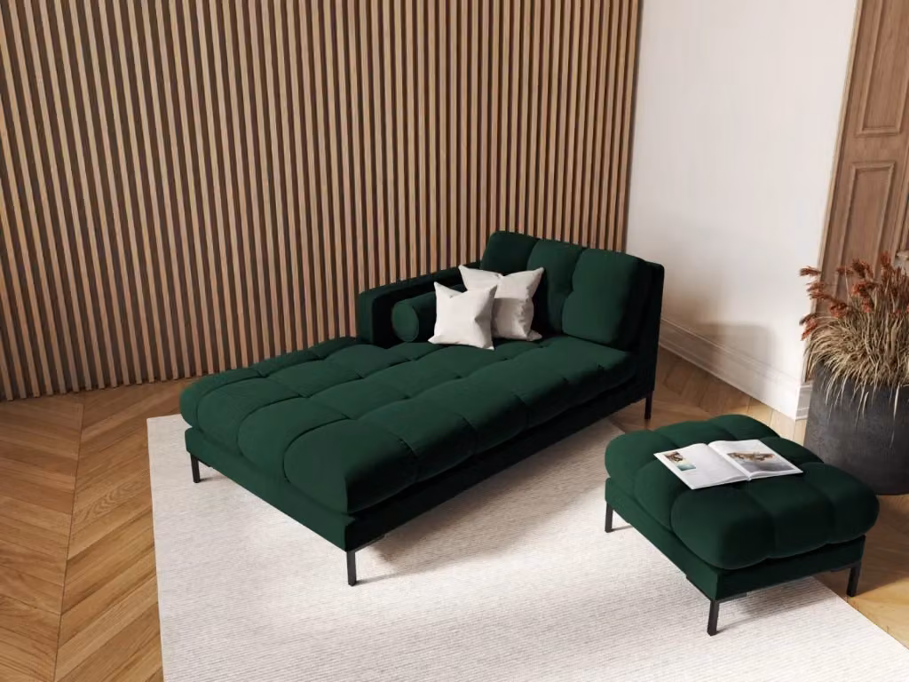 Chaise longue sinistra Bali di Cosmopolitan Design in velluto verde, L/P/H: 164 x 102 x 75 cm – 2