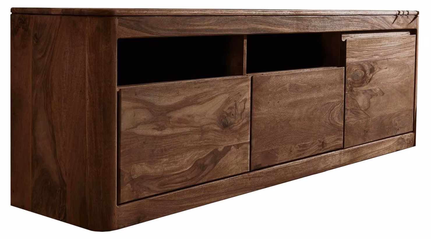 MASSIVMOEBEL24 | mobile TV in legno di Shesham / Acacia 178x40x58 smoked cherry tinto TORONTO #120
