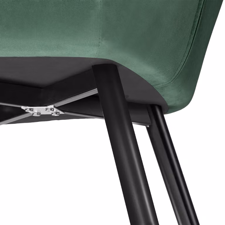 Set di 6 sedie Marilyn tectake in velluto verde scuro con gambe nere in metallo per soggiorno e sala da pranzo
