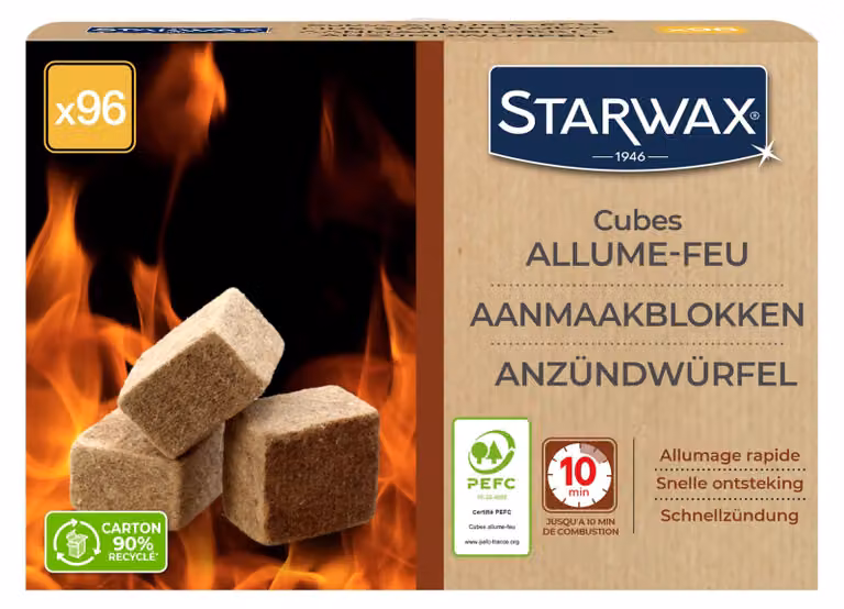 STARWAX Cubetti accendifuoco XXL, PEFC, confezione da 96 pezzi