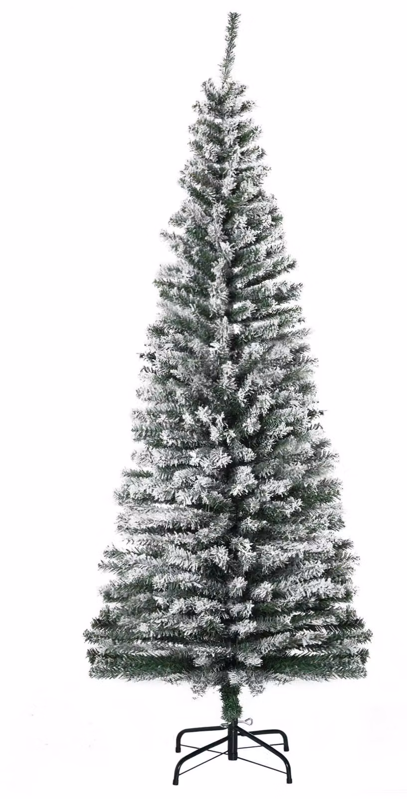 Albero di Natale artificiale, altezza 180 cm, con effetto neve - modello sottile | Colore: verde | Dimensioni: 60x60x180 cm