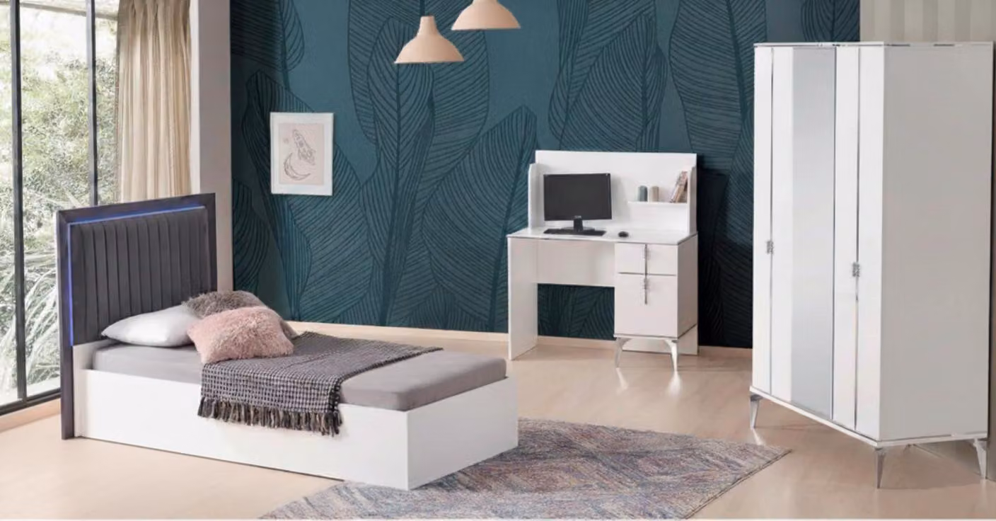 Set per camera da ragazzo, 3 pezzi – Letto, armadio e scrivania in stile elegante