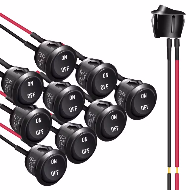 Interruttori a levetta, 10 pezzi, SPST, 2 posizioni, 6A/250V, con cavo