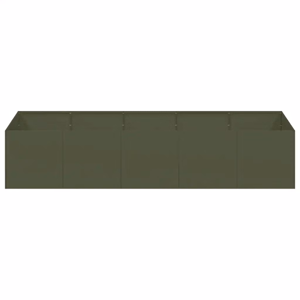 Fioriera rettangolare moderna in acciaio verde oliva per giardino o balcone L: 200 cm, P: 80 cm, H: 40 cm – 2
