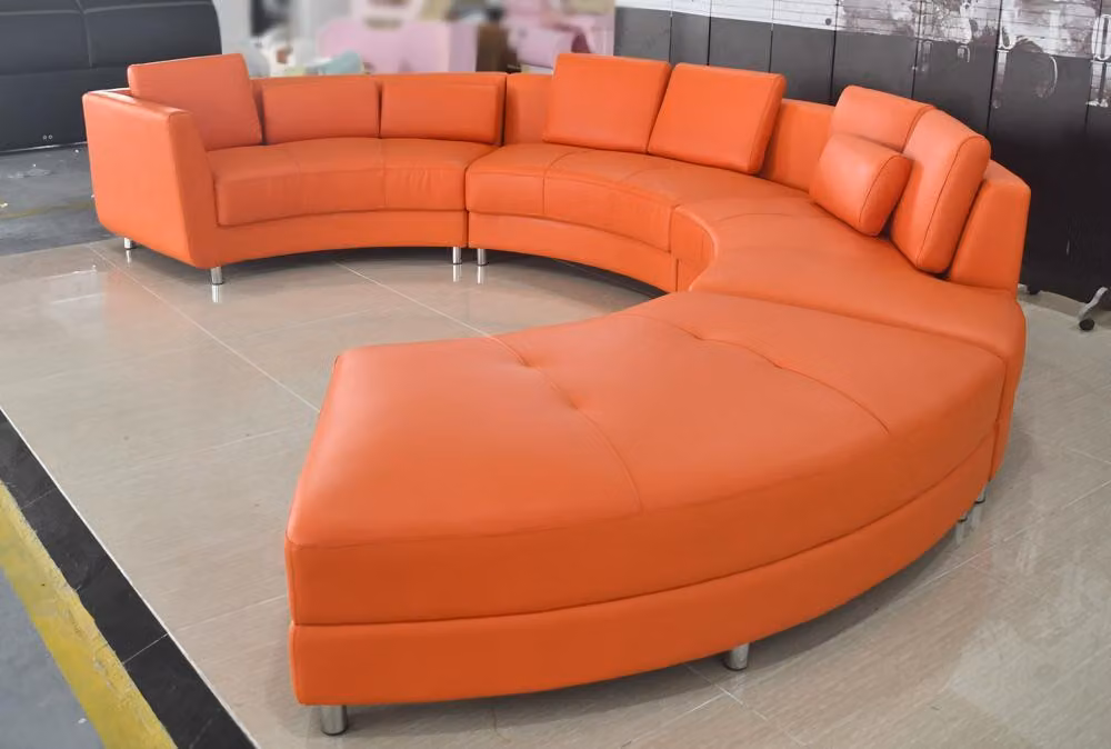 Ledersofa Sofa Modernes Polster Leder Runde Wohnlandschaft Ecksofa Runde Couch