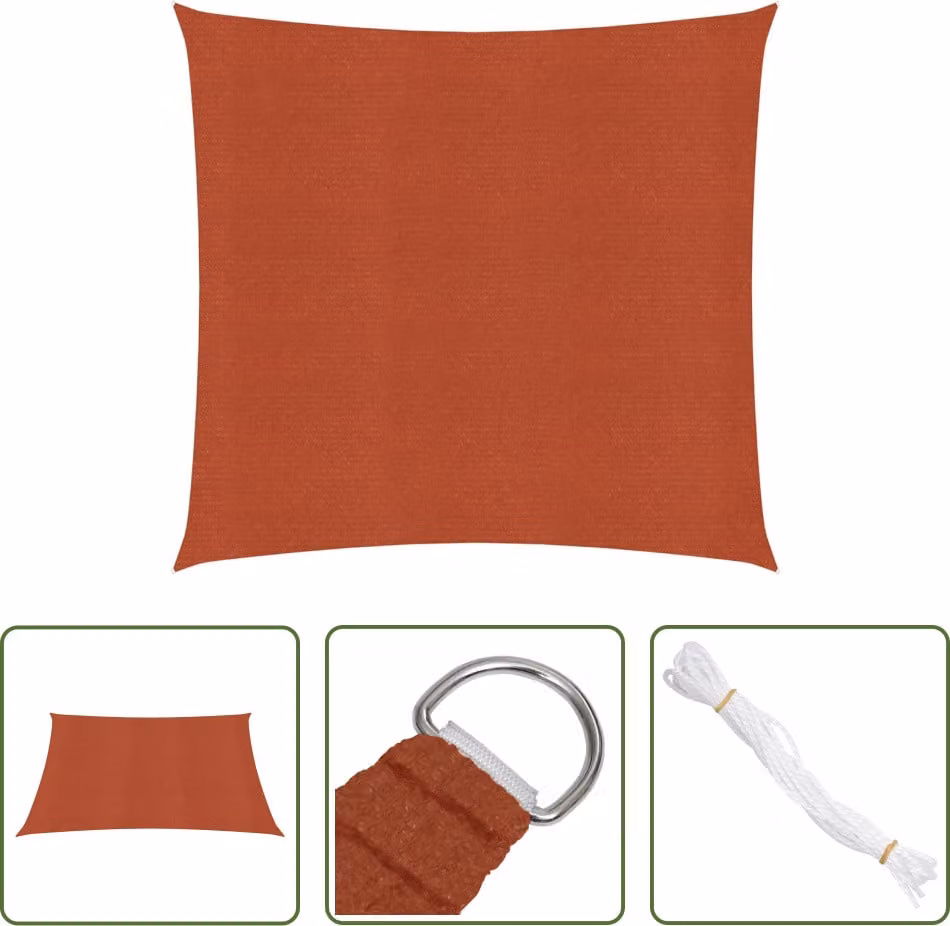 The Living Store tenda da sole 160 g/m² rosso terracotta 2,5x3 m HDPE