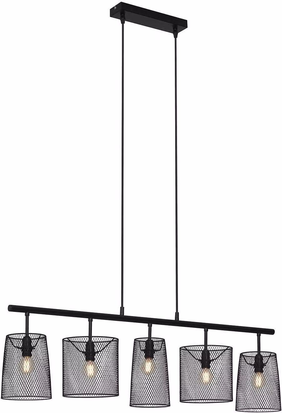Lampada a sospensione Lampada a sospensione Paralumi in metallo nero 5x E14 40W IP20 Briloner