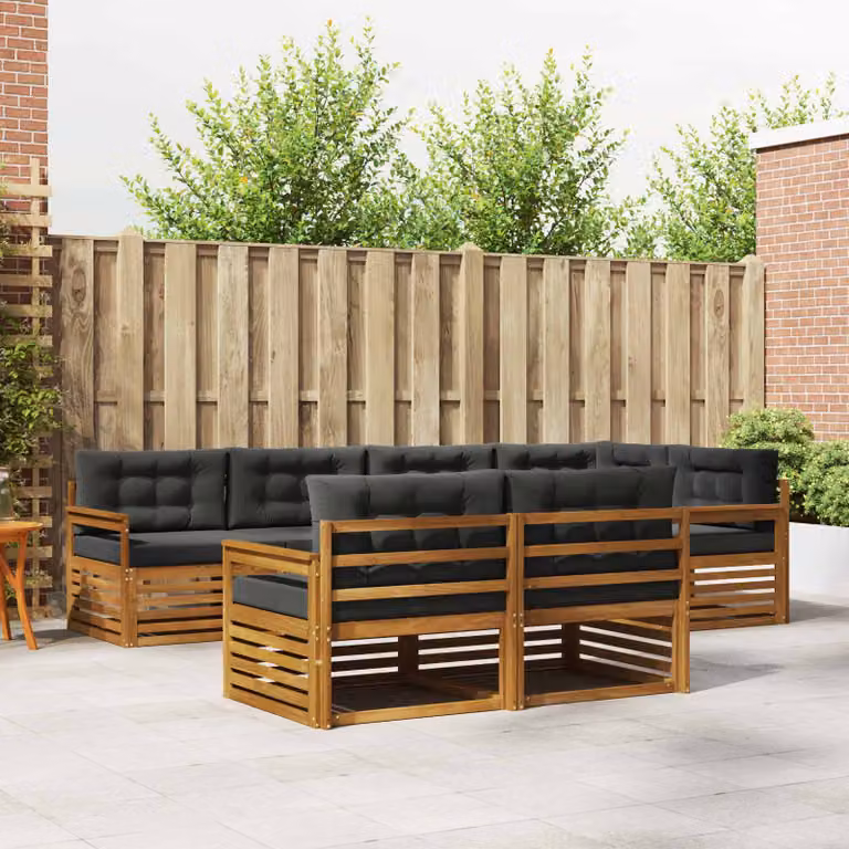 Set di divani da esterno vidaXL 7 pz in legno di acacia con cuscini beige e antracite