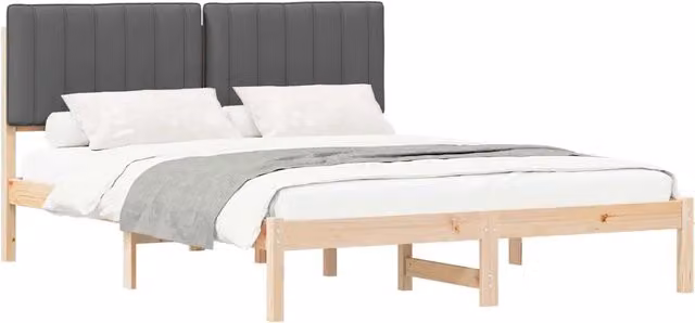 Letto con Testiera Rivestita-Struttura Letto con Testiera Grigio scuro 160 x 200 cm 664103