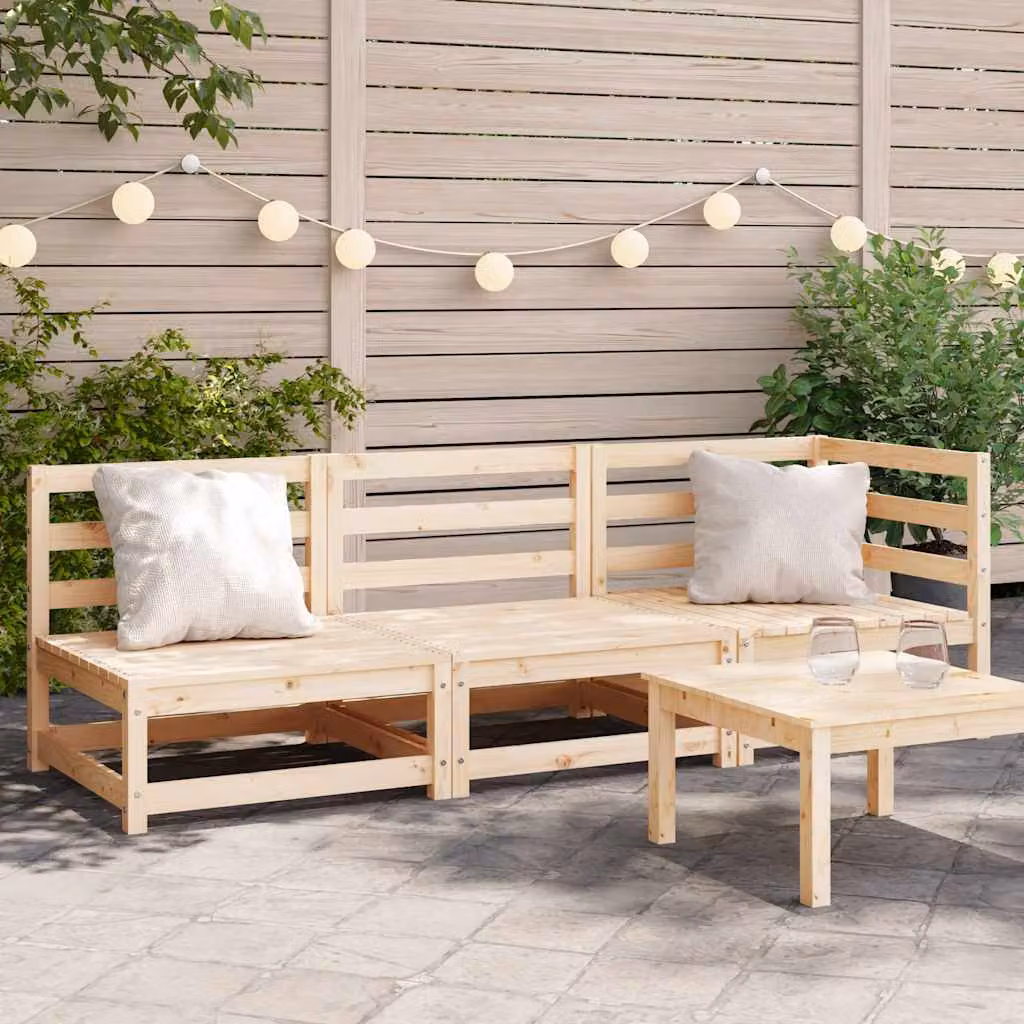 vidaXL Divano da Giardino a 3 Posti a Forma di L in Legno di Pino Marrone con Cuscini