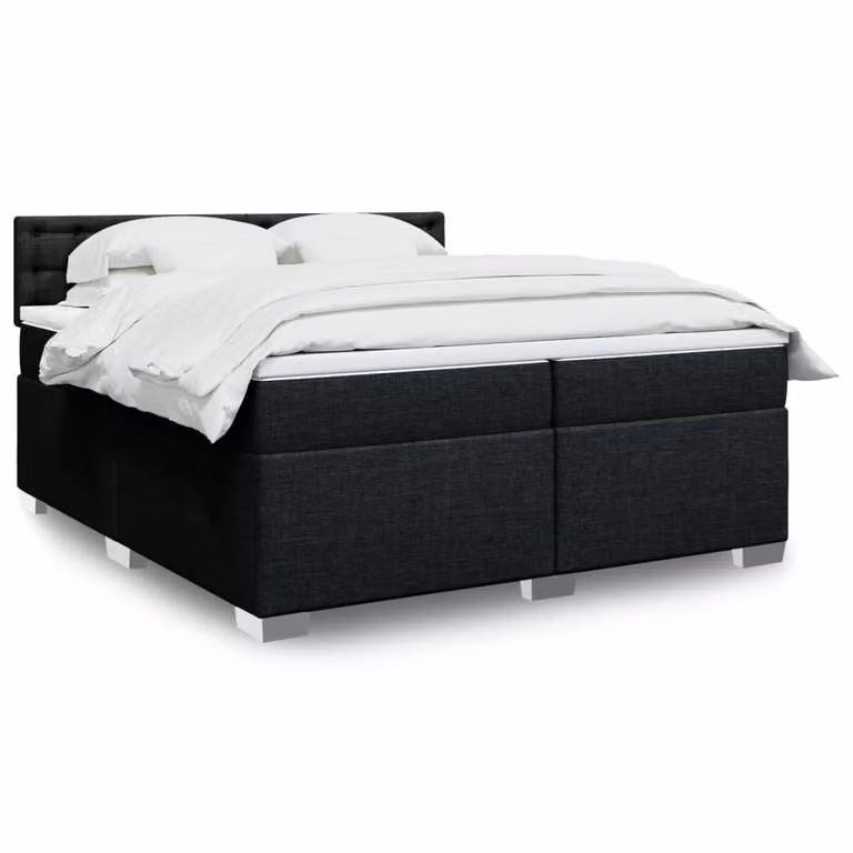 vidaXL Giroletto a Molle con Materasso Ibrido in Tessuto Nero 200 x 200 cm