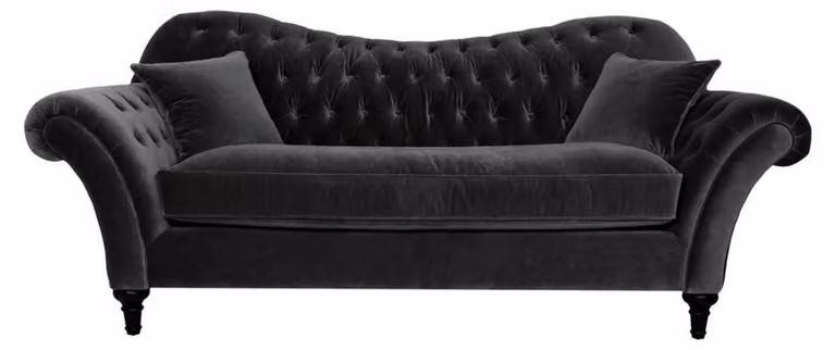 Couchen Polster Sofa Sofas Chesterfield Schwarz Dreisitzer Stoff Wohnzimmer