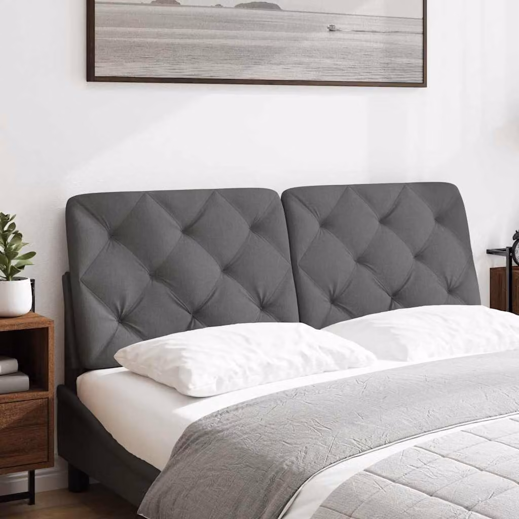 vidaXL Cuscino Testiera Grigio Scuro 140 cm in Tessuto