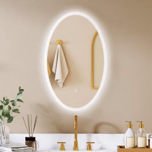 HOMCOM Specchio da bagno con luce 80x50 cm Ovale Trasparente IP44