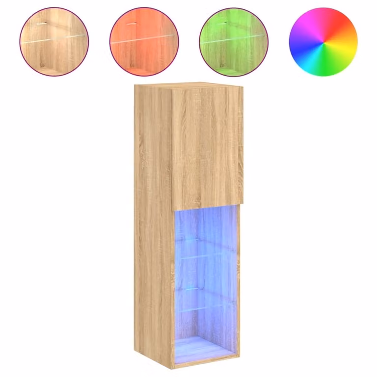 Mobile TV con Luci LED Rovere Sonoma 30,5x30x102 cm