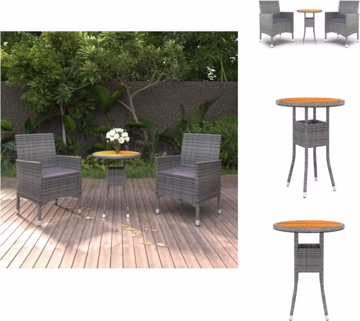 vidaXL Set da pranzo da giardino 3 pezzi in rattan grigio - Set di mobili da giardino
