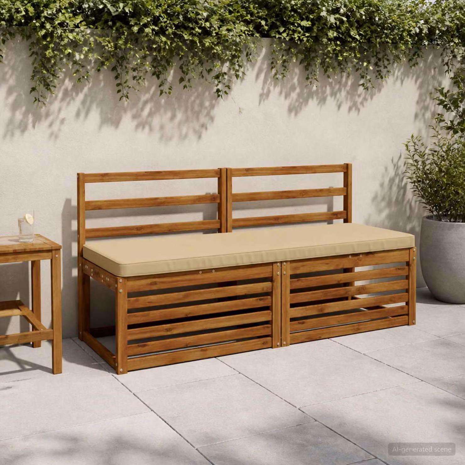 Set di 2 cuscini per panchina vidaXL VUGHT in poliestere beige con rivestimento rimovibile e resistente ai raggi UV