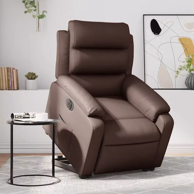 Poltrona Alzapersona Reclinabile vidaXL in Similpelle Marrone con Assistenza Elettrica per Senior – 1
