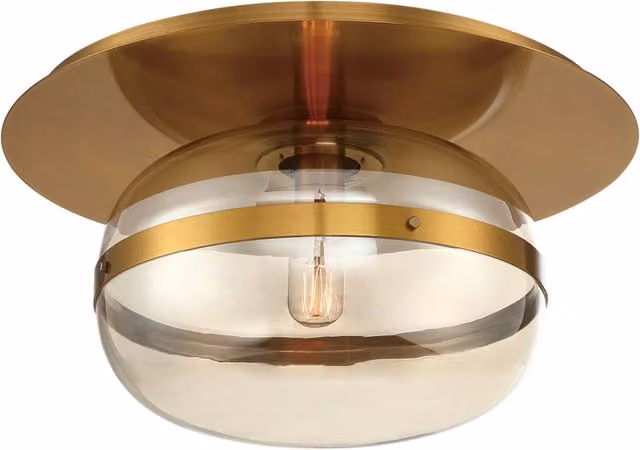 Plafoniera Nottingham rotonda ottone ambra 35cm E27