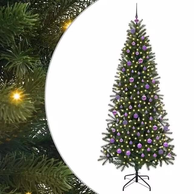 Albero di Natale artificiale moderno vidaXL verde con 300 LED luce bianca calda in PE e PVC, Altezza: 210 cm