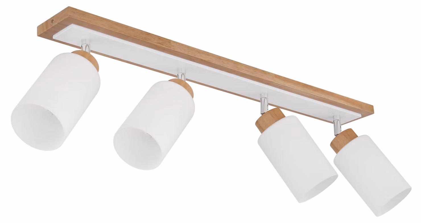Lampada da soffitto, legno marrone, metallo bianco, orientabile, L 81 cm