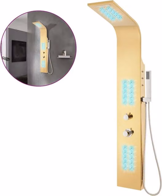 Pannello Doccia in Acciaio Inossidabile 201 Oro Curvo CFW3585882