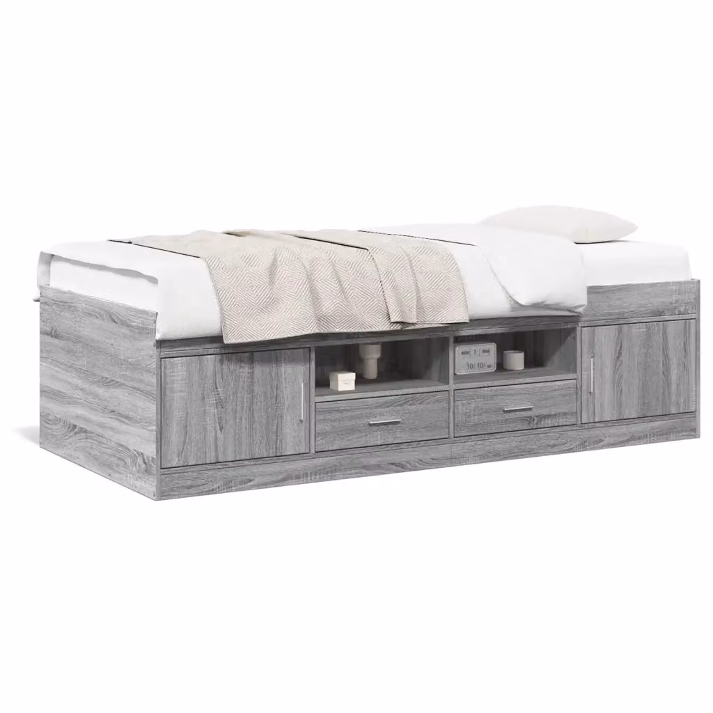 vidaXL Divano Letto Moderno con Cassetti in Legno Grigio, L/P/H: 200 x 90 x 52 cm – 2
