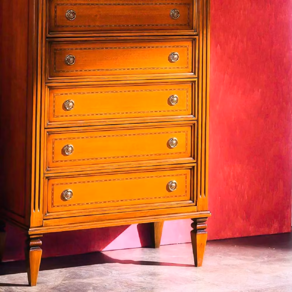 Cassettiera classica in legno di pioppo con 9 cassetti Mobili 2G finitura bassano L: 75 cm, P: 41 cm, H: 140 cm – 3