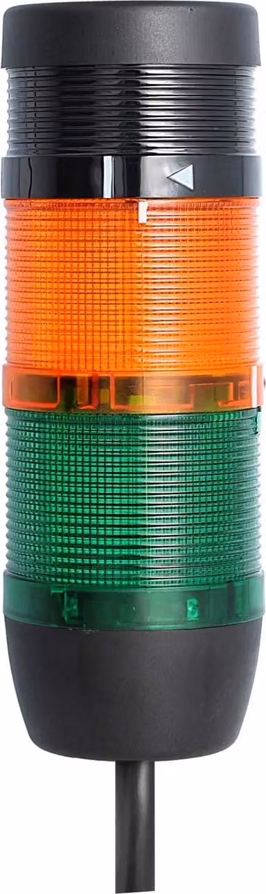 Colonna segnaletica STEX24 verde-gialla, 70 mm, 24 V CA/CC, luce LED fissa con cicalino, cavo da 0,6 metri, SS70-B2/24 128 Volume 90