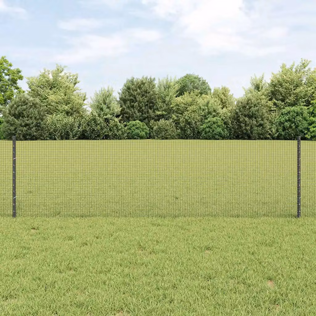 Recinzione in rete saldata con pali vidaXL in acciaio e PVC, colore grigio, L: 25 m, H: 0,6 m