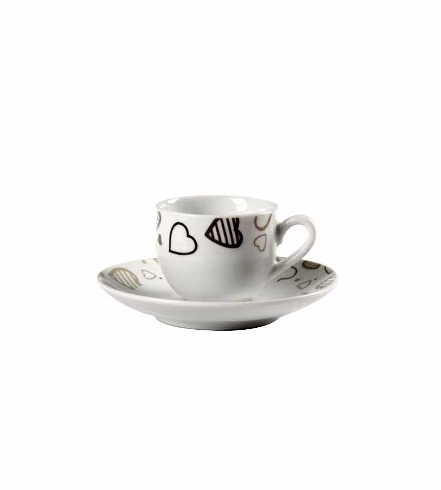 Tazza Caffè Porcellana Cuori Pz 6 Bellintavola