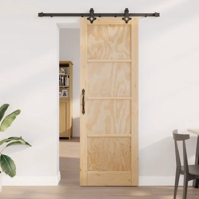 Porta scorrevole moderna vidaXL in legno di pino color marrone e beige, L: 152,5 cm, H: 211 cm