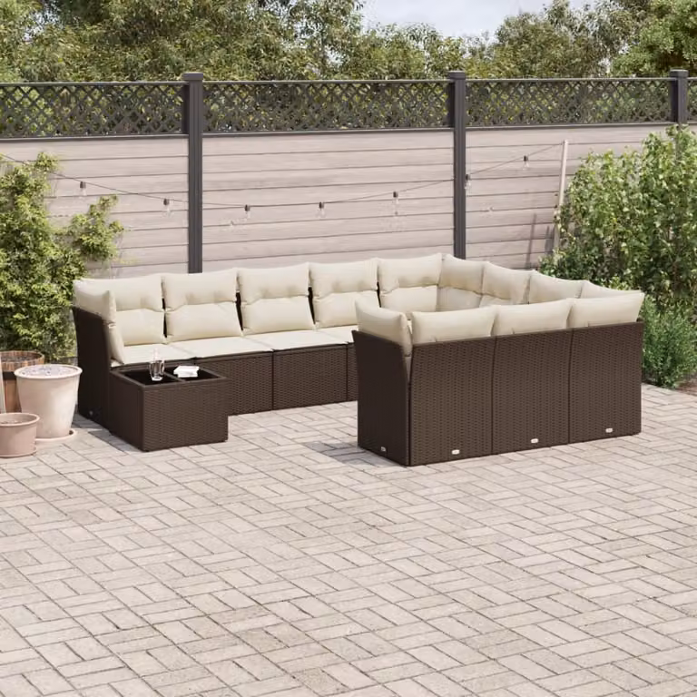 Maison Exclusive - Set da giardino 11 pezzi con cuscini Marrone Poly Rattan