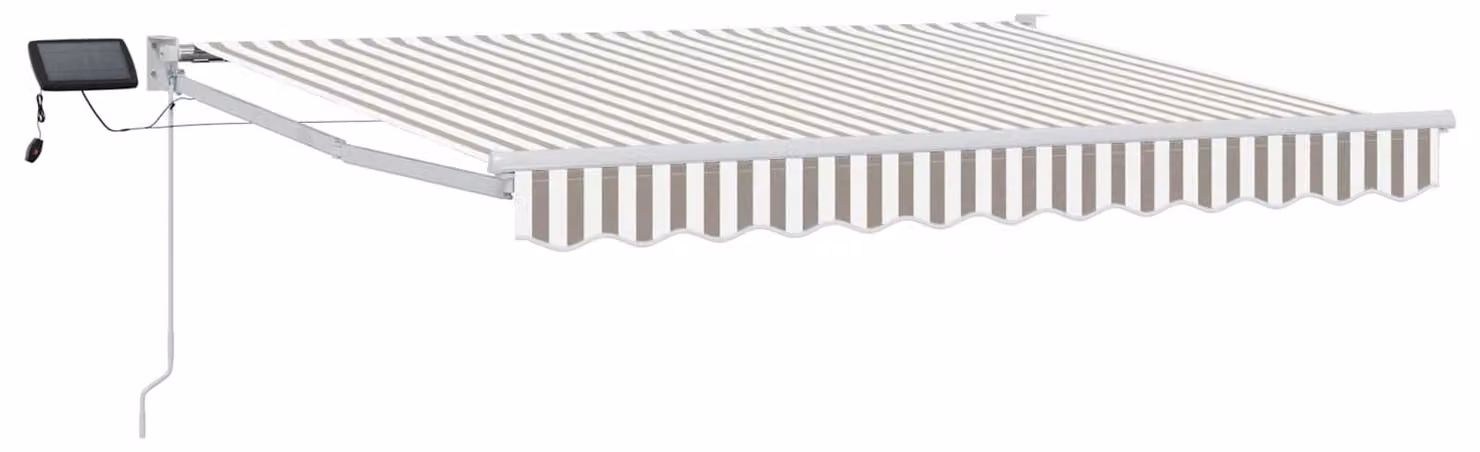 Tenda retrattile manuale con LED Grigio chiaro e bianco