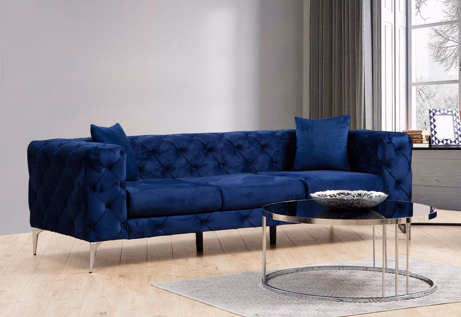 Hanah Home, Como- HLN1129, Navy,blu, divano letto, struttura: Legno di faggio / truciolato