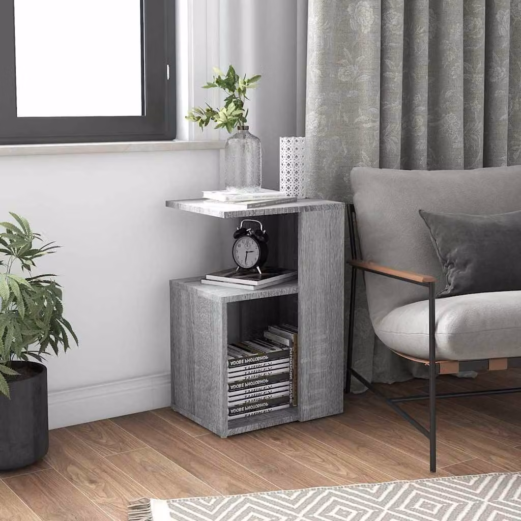 Tavolino da salotto moderno vidaXL in legno e MDF grigio L/P/H: 36 x 30 x 56 cm