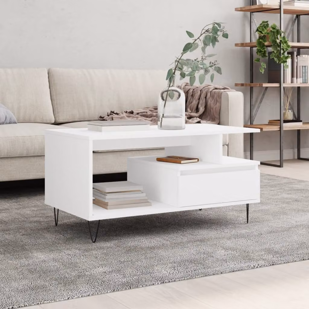 Maison Exclusive - Tavolino bianco 90x49x45 cm Materiale ligneo