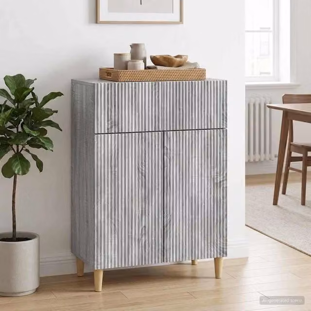 Credenza moderna vidaXL in legno MDF grigio per soggiorno e sala da pranzo L 66 cm, P 34,5 cm, H 90 cm – 1