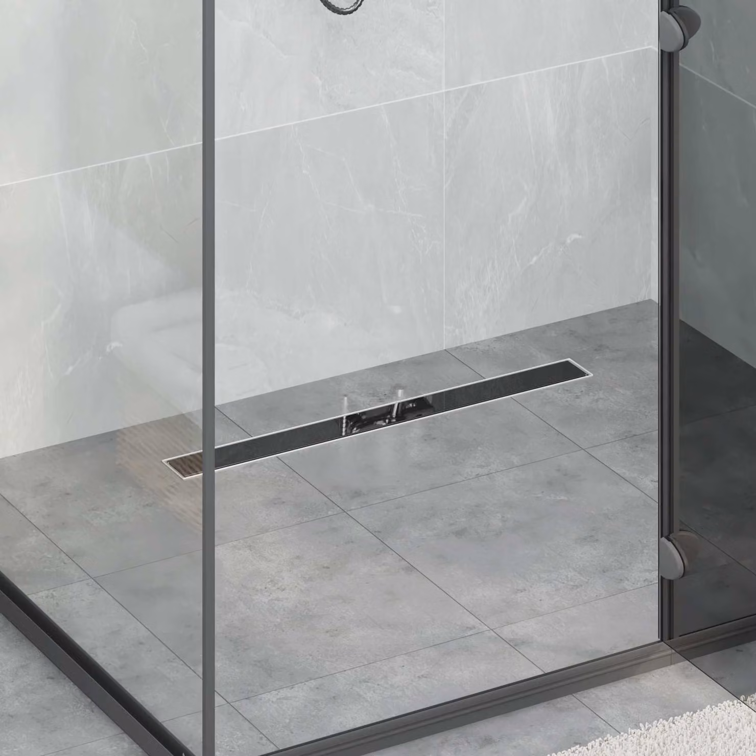 Drenaggio doccia con copertura in vetro vidaXL in acciaio inossidabile Nero 70 cm