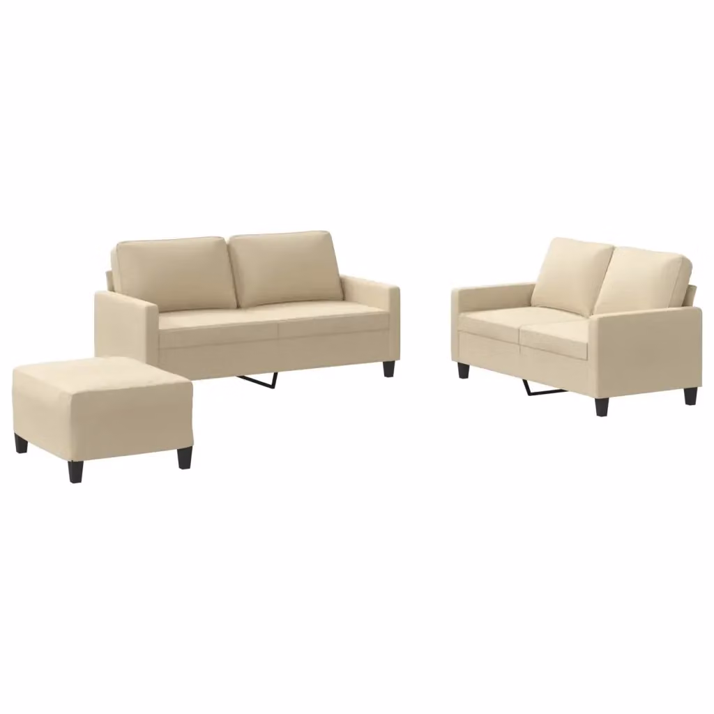 Set di divani 3 pezzi vidaXL in tessuto beige con cuscini per soggiorno in stile moderno – 2