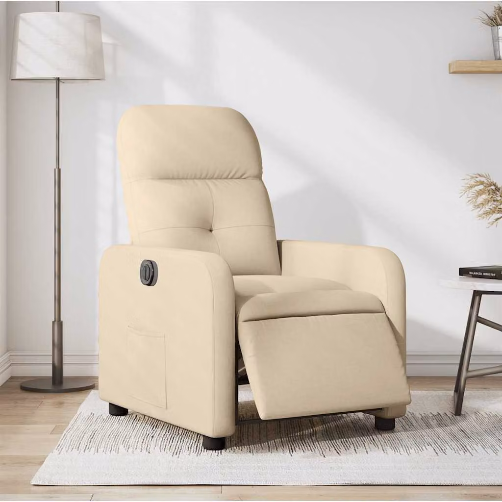 vidaXL Poltrona Elettrica Reclinabile in Tessuto Beige con Braccioli