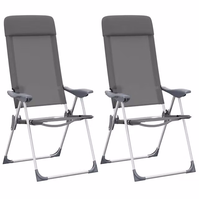 Set di 2 sedie pieghevoli da campeggio in alluminio grigio con braccioli e tessuto textilene CFW5291675