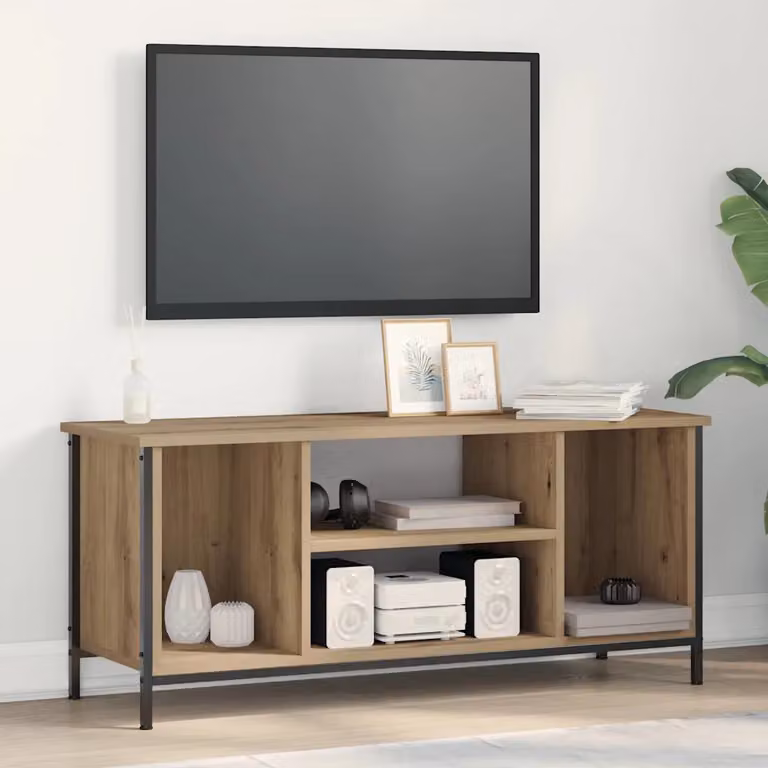 Mobile TV vidaXL in Rovere artigianale, Marrone, L 102 x P 35 x H 45 cm