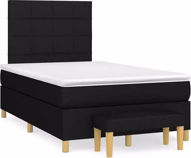 Letto Ibrido vidaXL con Giroletto a Molle e Materasso in Tessuto Nero e Bianco L/P/H: 120 x 200 x 193 cm